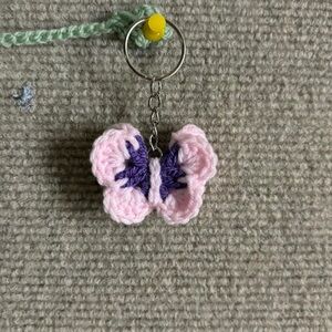 Pink and Purple Butterfly Keychain for Kids